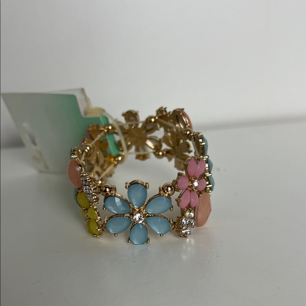 Decree Gold Bracelet with Blue, Pink, and Yellow Accents